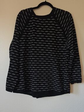 Karen Scott Black and White Striped Knit Top